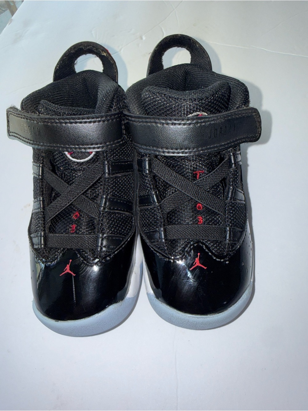 Jordan Kids Black and Red Low-Top Sneakers